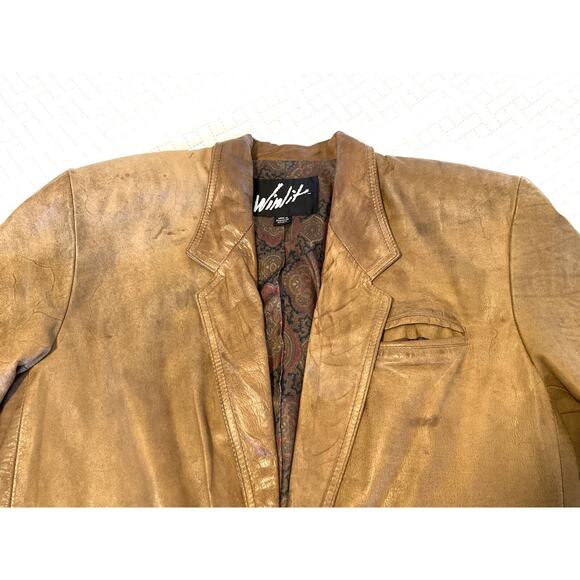 Winlit tan/brown vintage genuine leather jacket Blazer Vintage 80s/90s - Picture 4 of 16